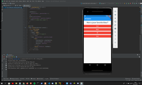 Screenshot van de Flutter-quizapplicatie